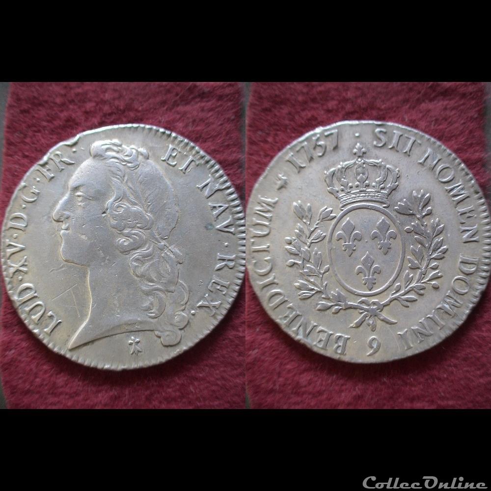 monnaie france royale ecus lauries louis xv 1757 rennes