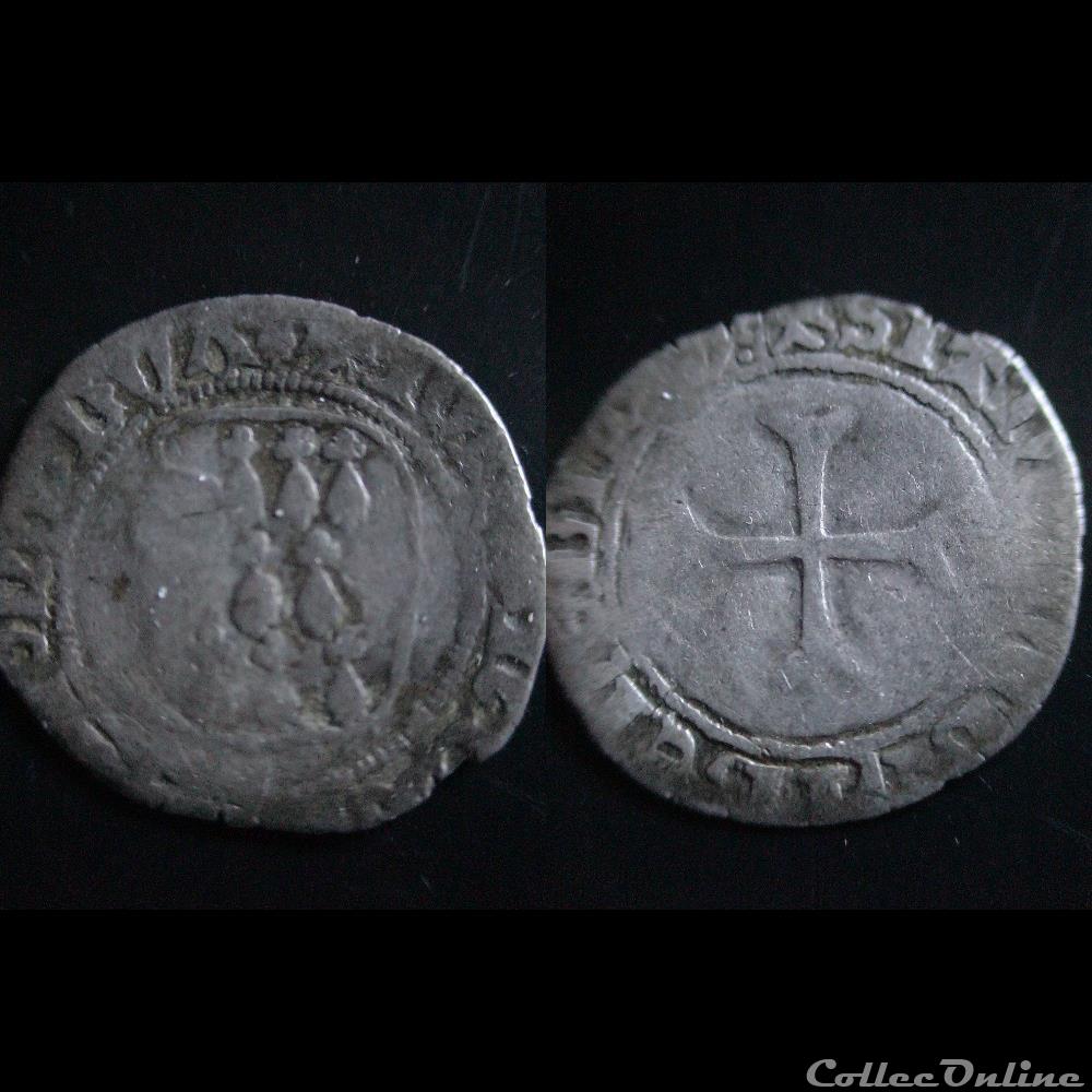 BLANC A LA TARGE JEAN V DE BRETAGNE 1399-1442 REDON monnaie france feodale blanc a la targe jean v de bretagne 1399 1442 redon