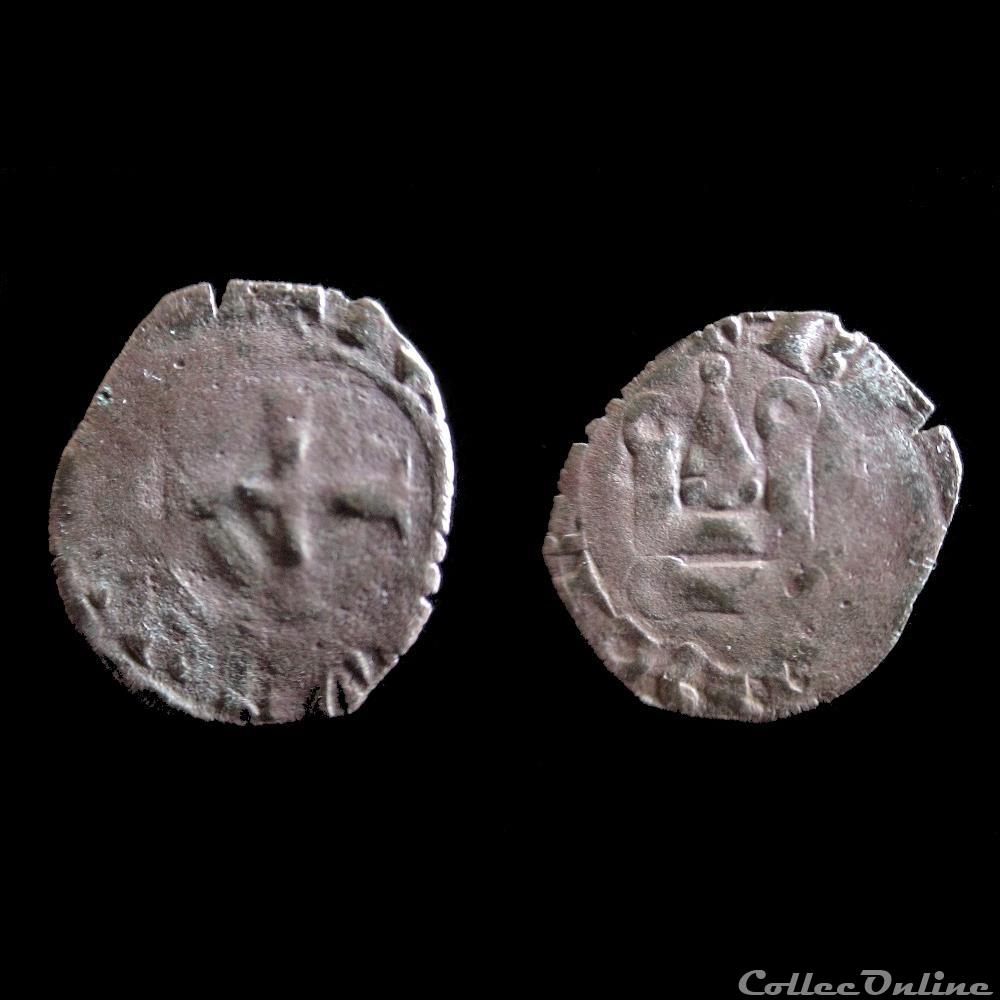 DENIER CHARLES DE BLOIS 1354-1355 RENNES 2 monnaie france feodale denier charles de blois 1354 1355 rennes