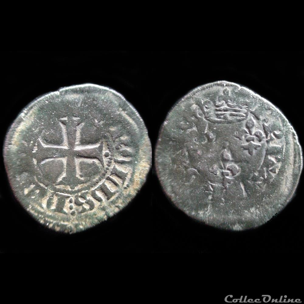 DEMI GROS AUX 3 LIS CHARLES DE BLOIS 1359 monnaie france feodale demi gros aux 3 lis charles de blois 1359
