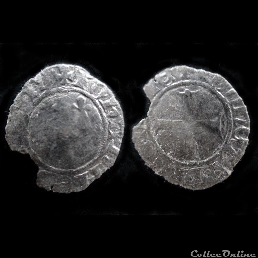 DOUBLE DENIER JEAN IV NANTES 1385 monnaie france feodale double denier jean iv nantes 1385