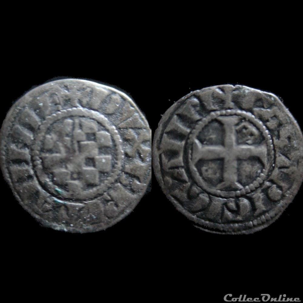 DENIER ANONYME 1286-1312 GUINGAMP monnaie france feodale denier anonyme 1286 1312 guingamp