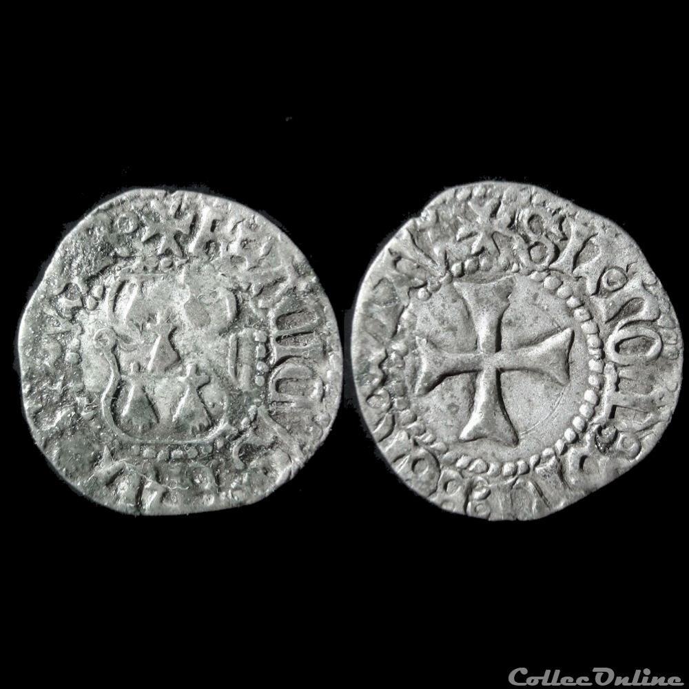 DEMI-BLANC A LA TARGE FRANCOIS II DE BRETAGNE RENNES monnaie france feodale demi blanc a la targe francois ii de bretagne rennes