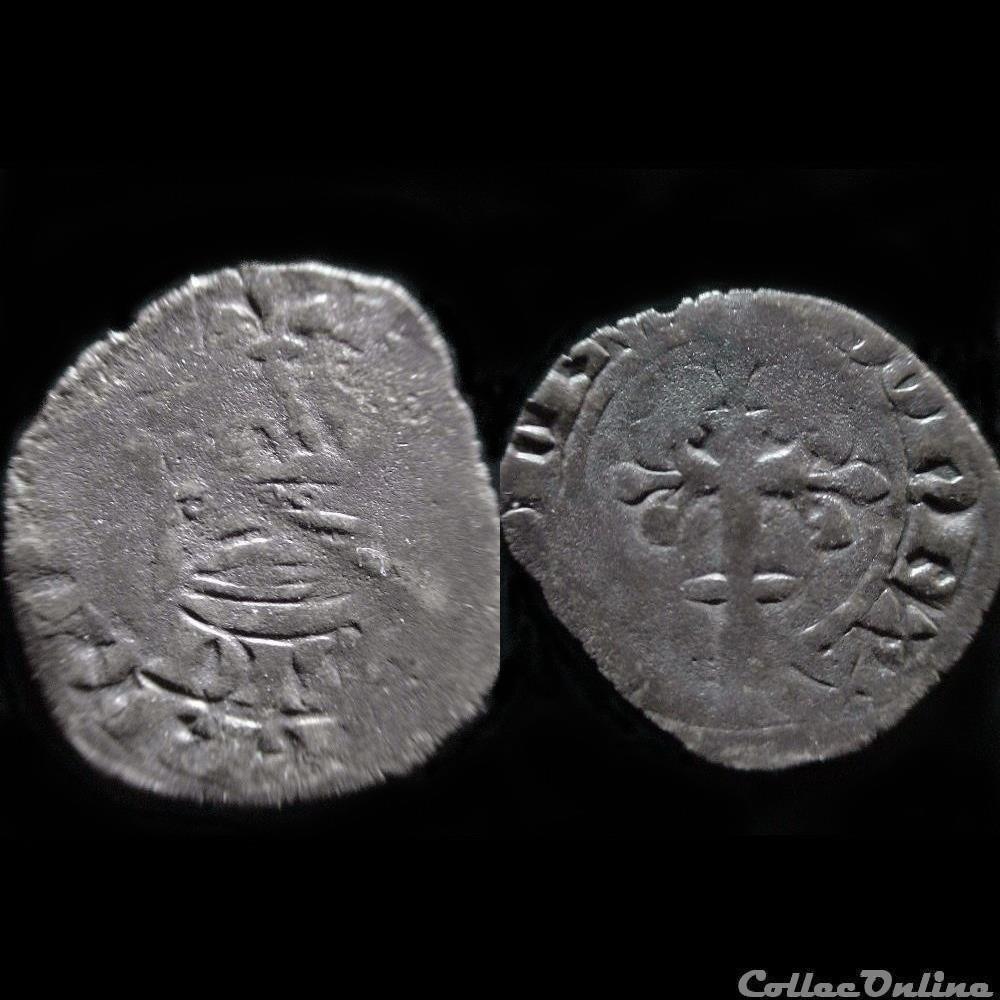 DOUBLE TOURNOIS CHARLES DE BLOIS 1361 monnaie france feodale double tournois charles de blois 1361