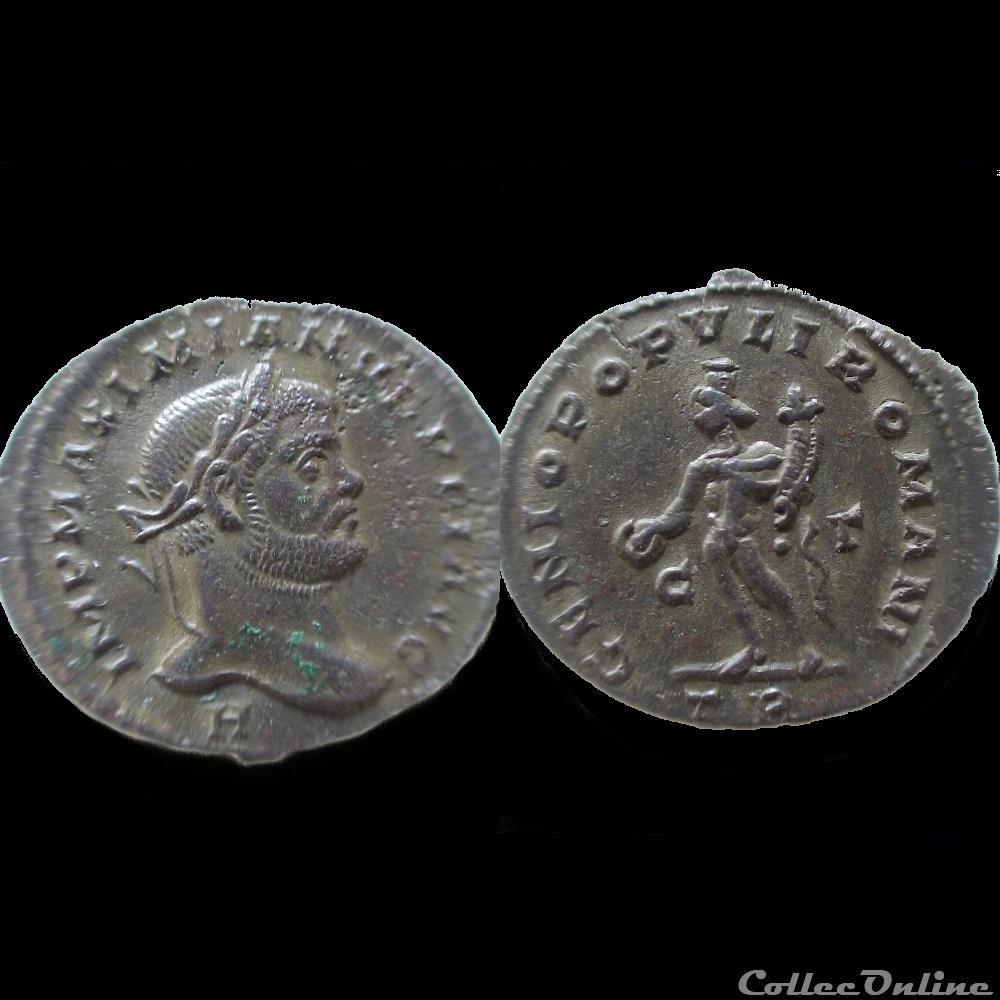 FOLLIS MAXIMIEN HERCULE AU H TREVES TR C/r monnaie antique av jc ap romaine follis maximien hercule au h treves tr c r