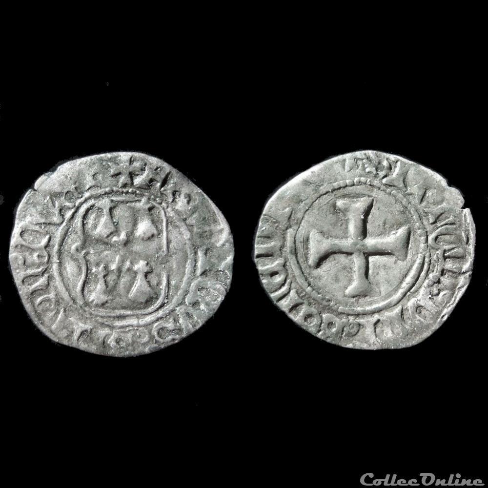 DEMI-BLANC A LA TARGE FRANCOIS II DE BRETAGNE RENNES monnaie france feodale demi blanc a la targe francois ii de bretagne rennes