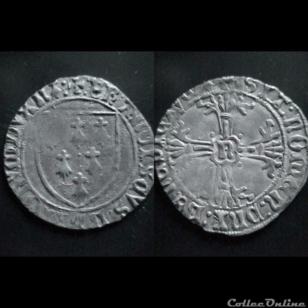 GROS A L'ECUS FRANCOIS II DE BRETAGNE 1483-1486 NANTES monnaie france feodale gros a ecus francois ii de bretagne 1483 1486 nantes