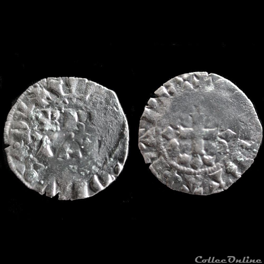 DOUBLE PARISIS CHARLES DE BLOIS 1346-1347 NANTES 2 monnaie france feodale double parisis charles de blois 1346 1347 nantes