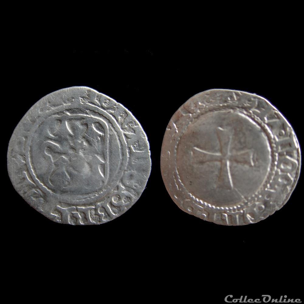 DEMI-BLANC A LA TARGE JEAN V DE BRETAGNE 1399-1442 NANTES monnaie france feodale demi blanc a la targe jean v de bretagne 1399 1442 nantes