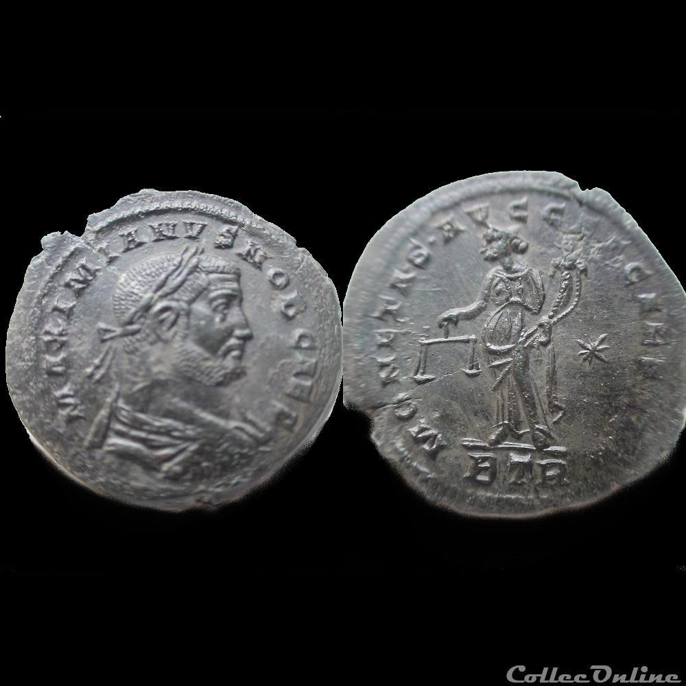 monnaie antique romaine follis galere 301 treves btr