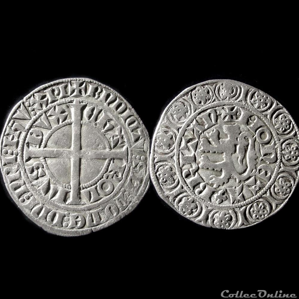 GROS AU LION CHARLES DE BLOIS 1351-1353 monnaie france feodale gros au lion charles de blois 1351 1353