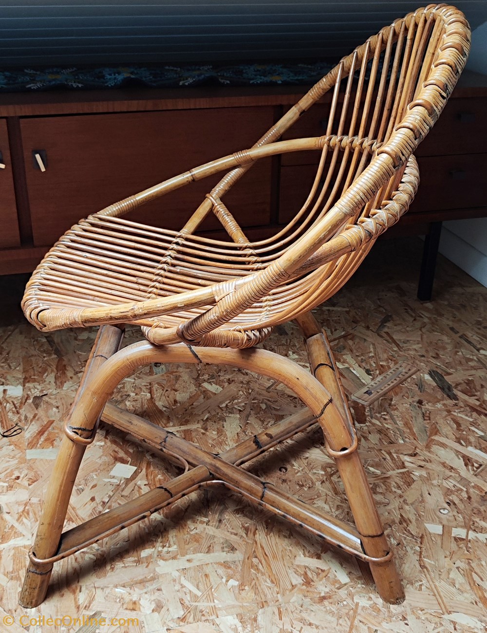 art antiquites meubles siege fauteuil en bambou annees 60s