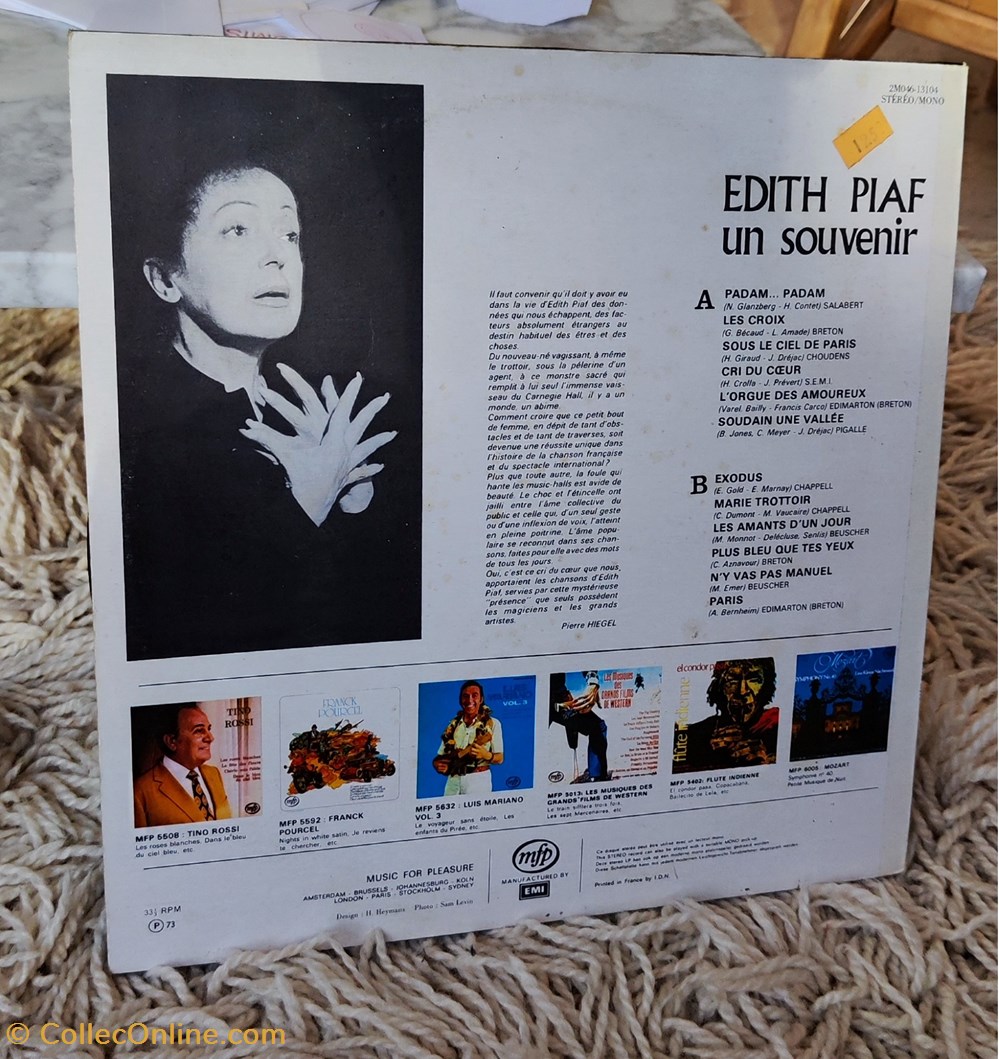 Edith Piaf - Un souvenir musique instruments disques vinyles edith piaf un souvenir