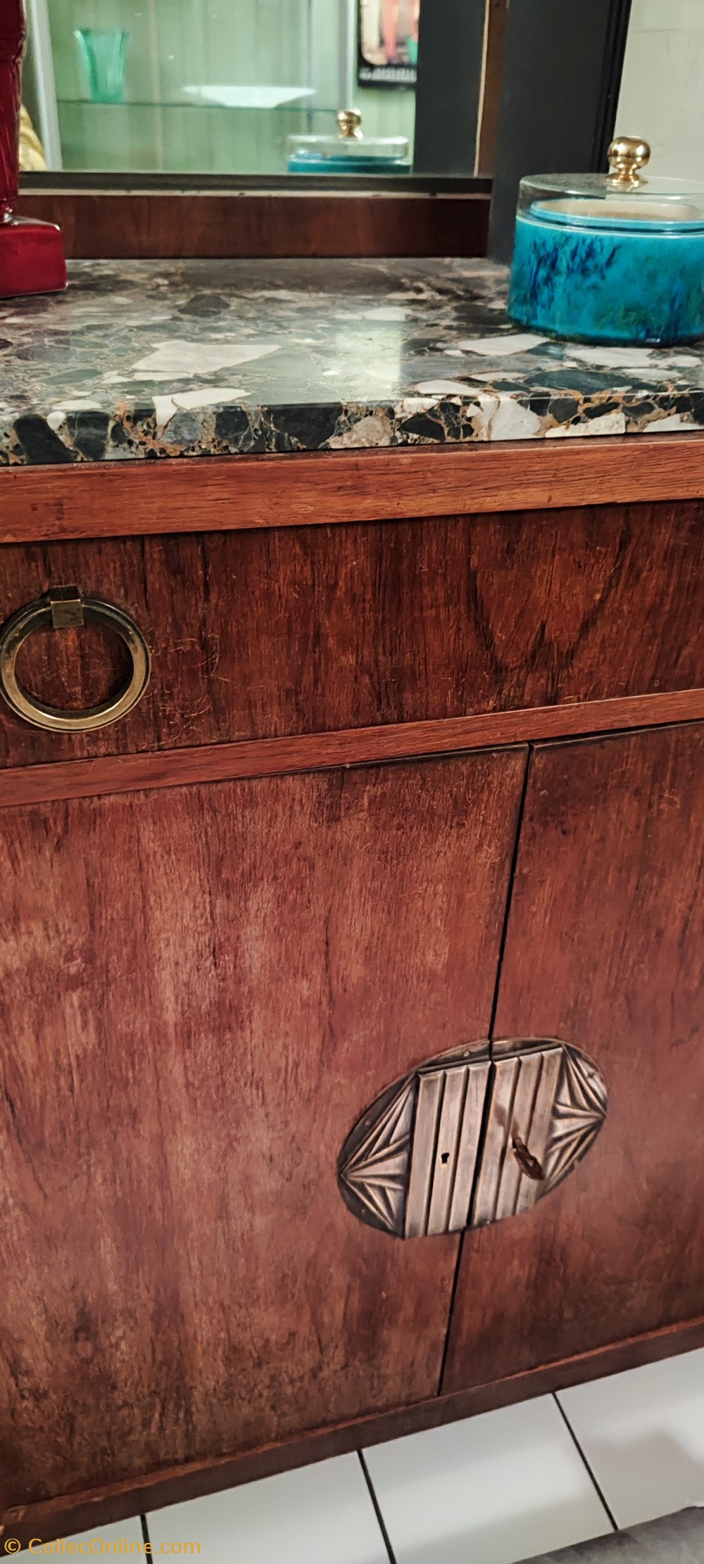 Meuble - Bahut art déco placage, miroir, plateau en marbre, qunincaillerie stylisé 2 antiquites meubles meuble bahut art deco placage miroir plateau en marbre qunincaillerie stylise