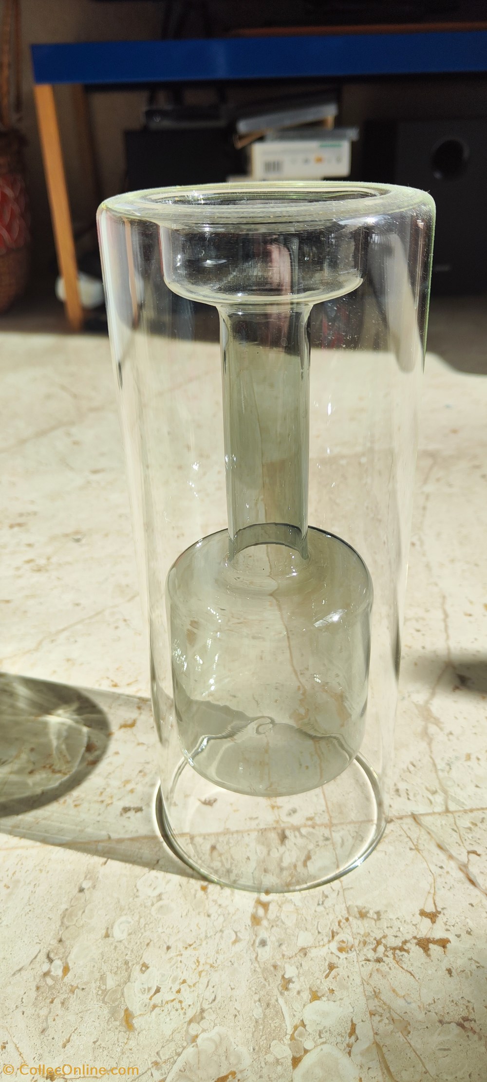 Verre - Vase Bensimon soliflore verre bicolore gris 2 art antiquites verrerie verre vase bensimon soliflore verre bicolore gris