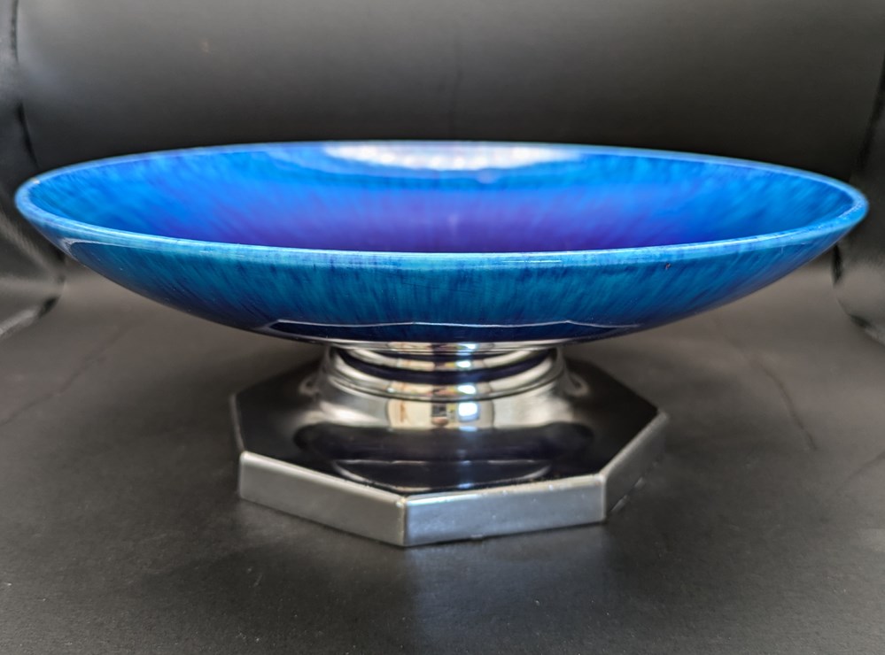 art antiquites ceramiques poteries ceramique coupe paul millet sevres emaille bleu