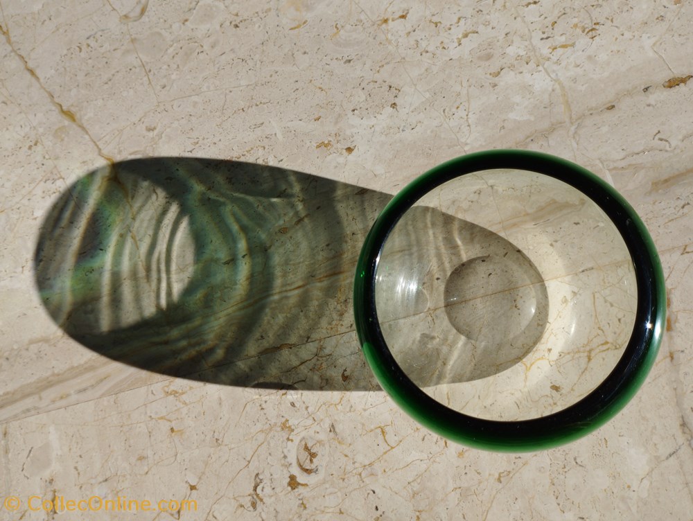 Verre Murano - Bol en verre bicolore vert et transparent 2 art antiquites verrerie verre murano bol en verre bicolore vert et transparent