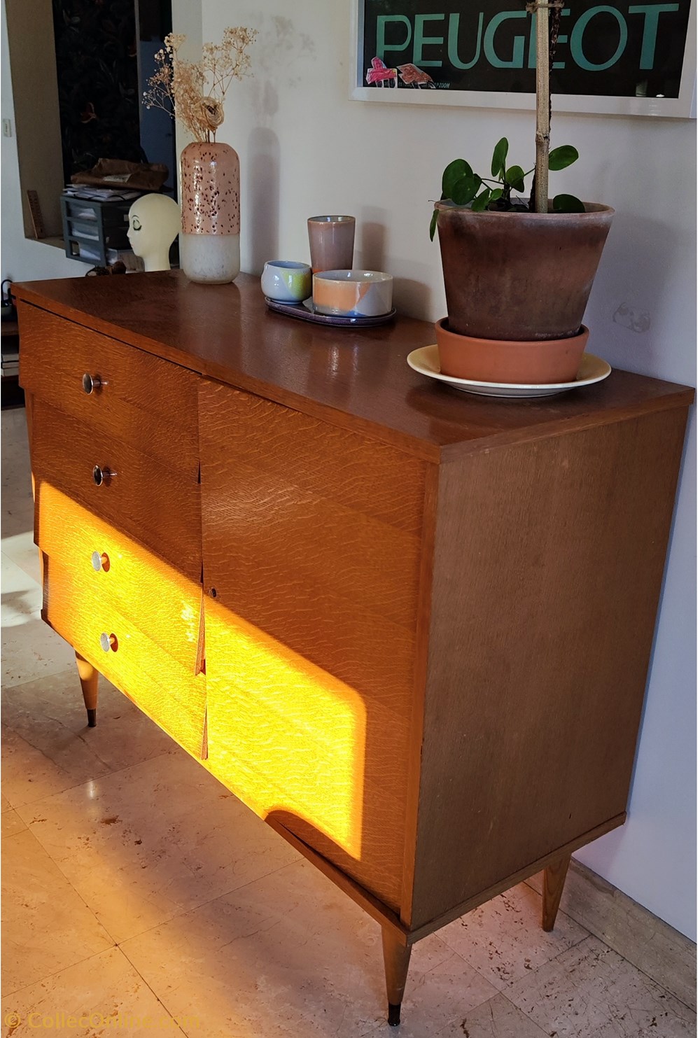 Meuble - Commode 1 porte 4 tiroirs années 60 3 art antiquites meubles meuble commode 1 porte 4 tiroirs annees 60