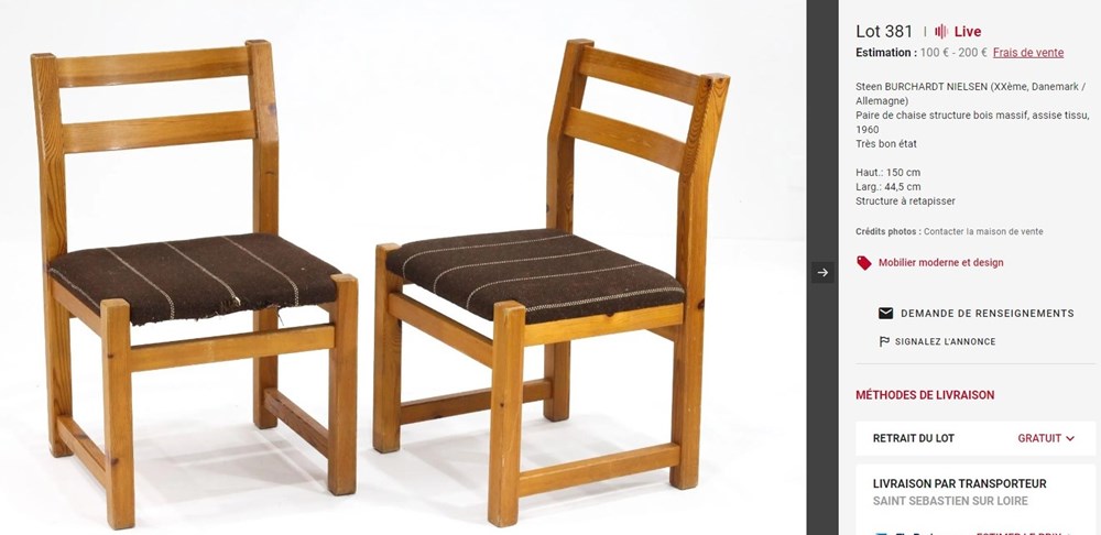 art antiquites meubles siege chaise annees 1960 origine la panne b