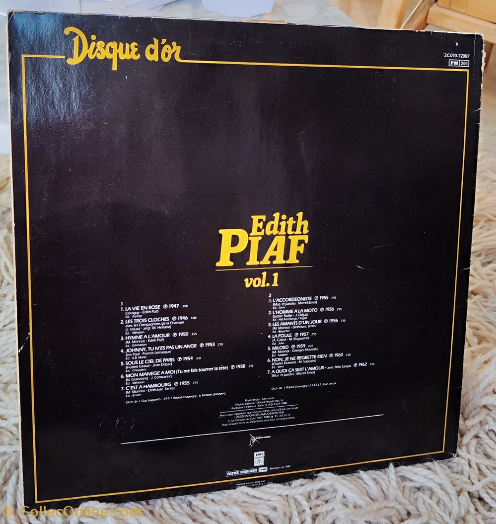 Edith Piaf - Disque d'or Vol 1 musique instruments disques vinyles edith piaf disque or vol 1