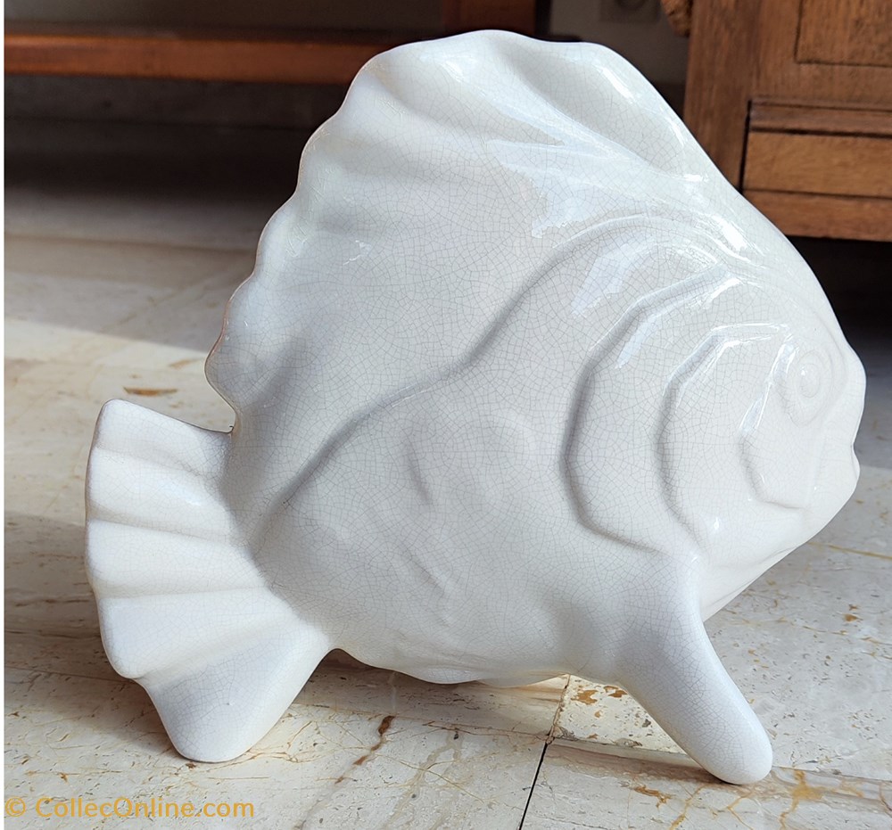 Céramique craquelé - Naturalisme poisson signé FSG 2 art antiquites ceramique craquele naturalisme poisson signe fsg
