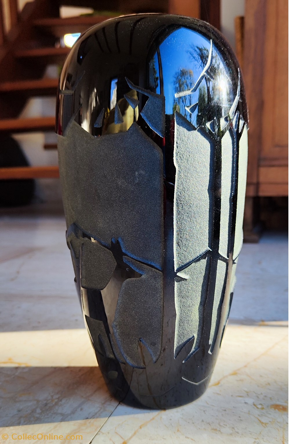 Verre - Vase Souchon Neuvesel noir déglacé à l'acide à décor de biches Art déco 2 antiquites verre vase souchon neuvesel noir deglace a acide a decor de biches art deco