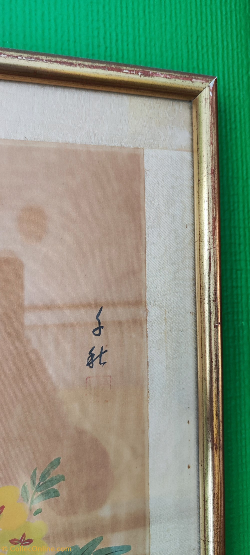 Peinture sur tissu - décor japonisant de mimosa encadré documents anciens affiches peinture sur tissu decor japonisant de mimosa encadre