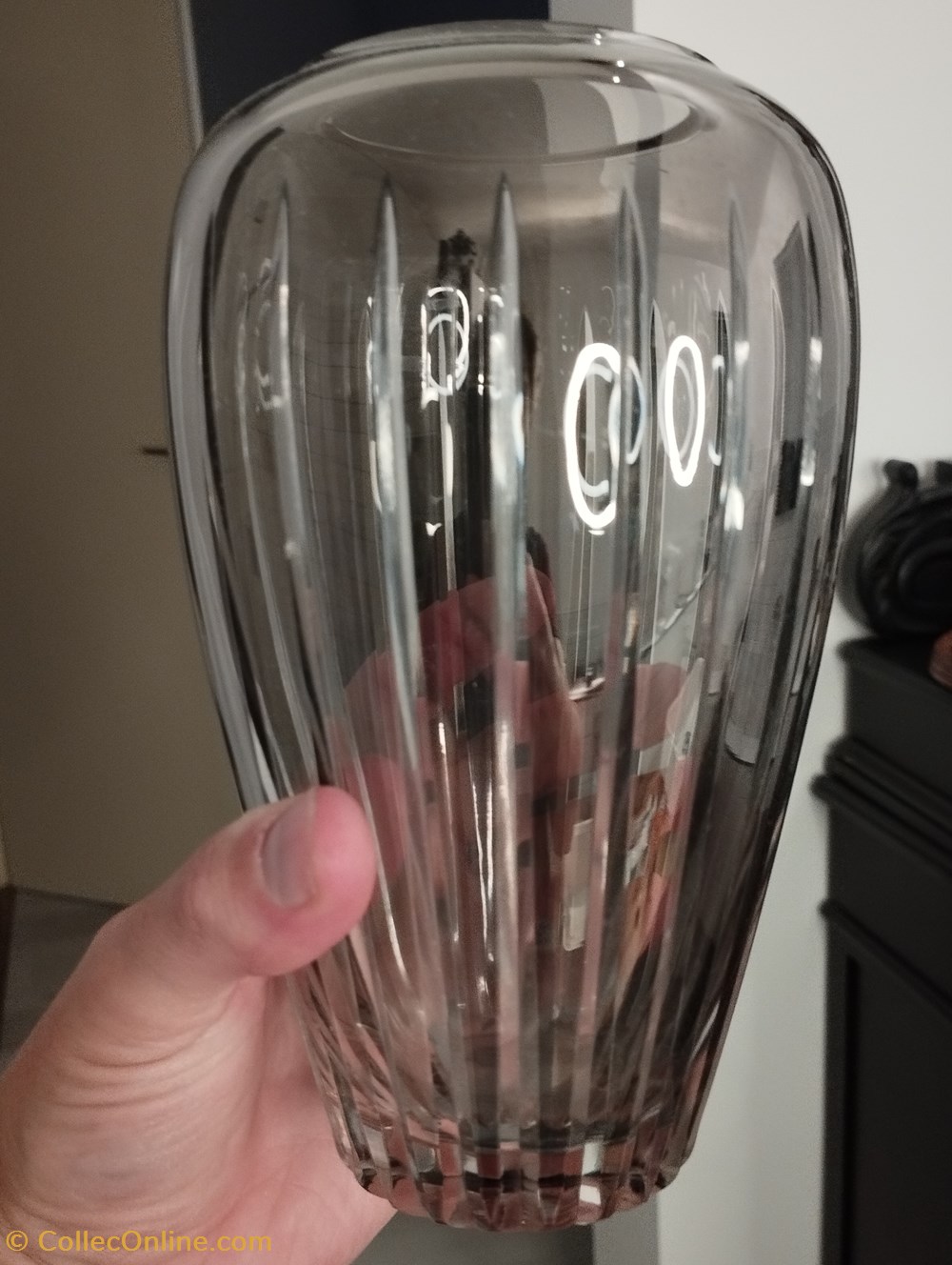 art antiquites verrerie verre cristal vase cristal de baviere cisele et chrome