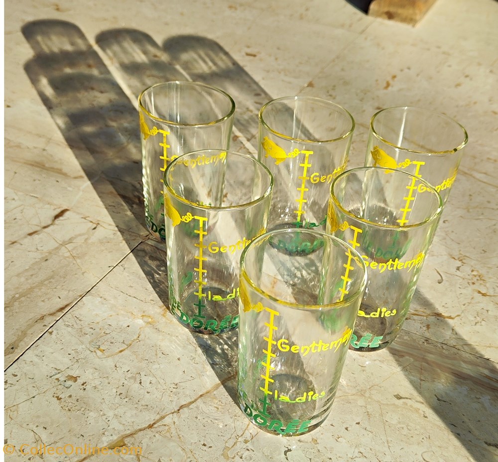 Verre - Grappe dorée, 6 verres à liqueur art antiquites verre grappe doree 6 verres a liqueur