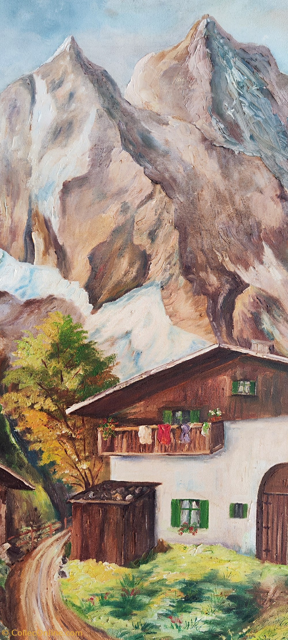 art antiquites peintures dessins 1967 le mont blanc et les chalets