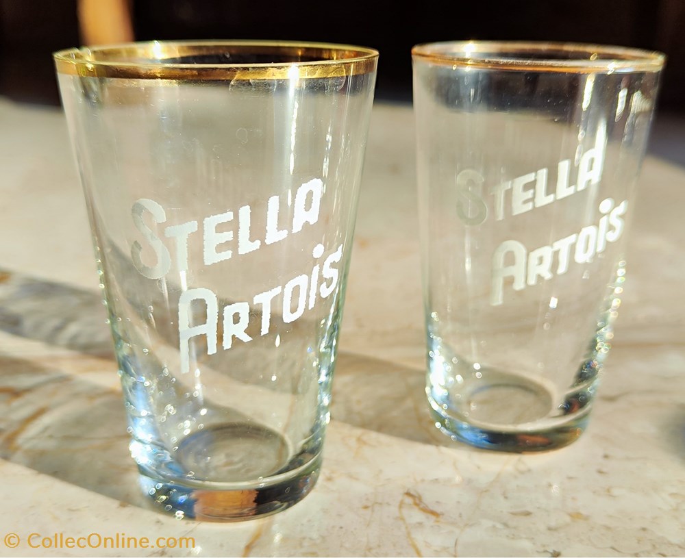 antiquites verre stella artois 2 verres a galopin