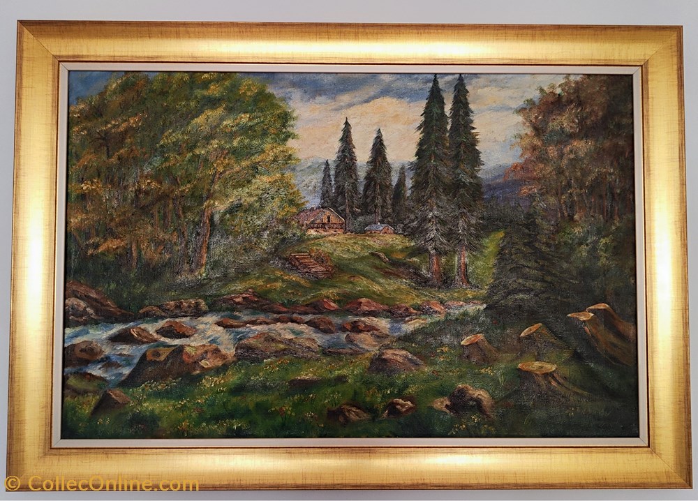 art antiquites peintures dessins 1949 la riviere alpine