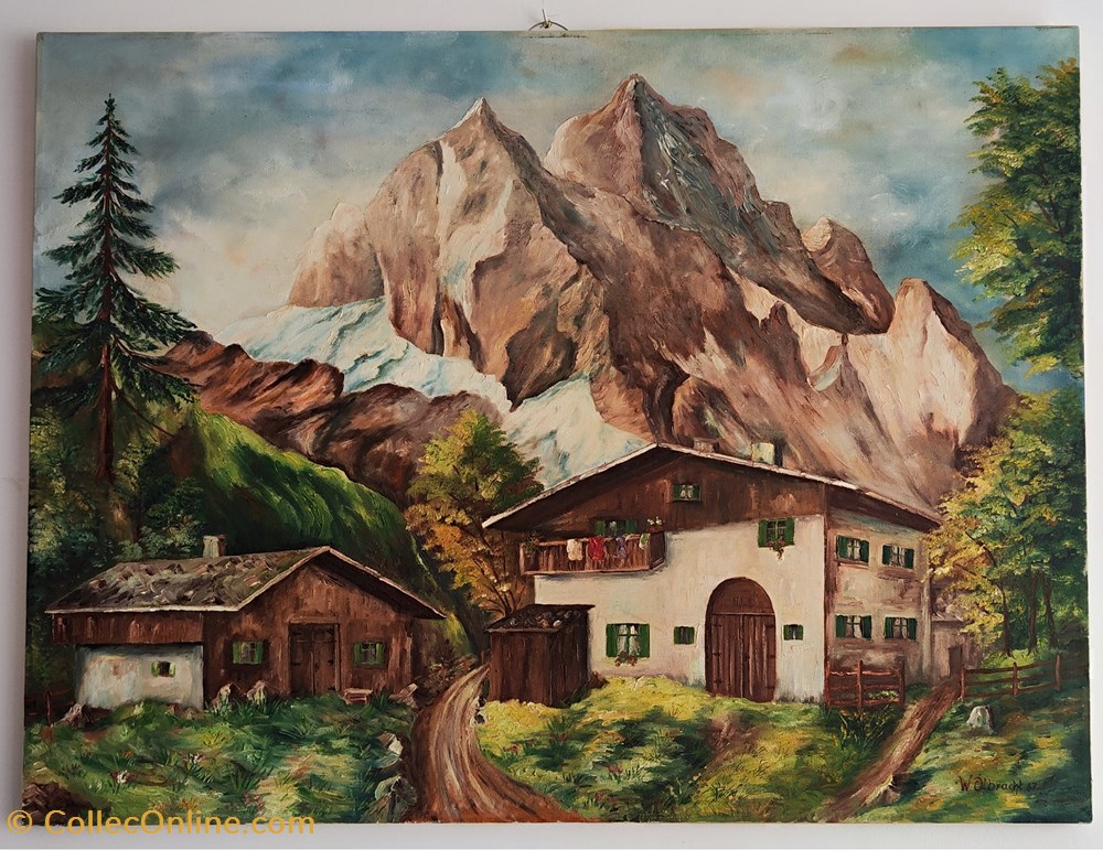 art antiquites peintures dessins 1967 le mont blanc et les chalets