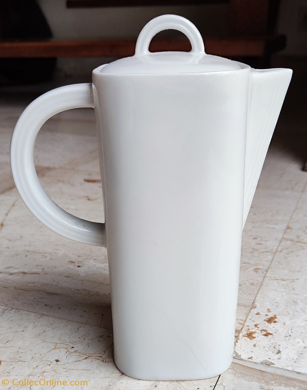 Porcelaine blanche - Théière Scherzer blanche design 80s avec couvercle art antiquites porcelaine blanche theiere scherzer blanche design 80s avec couvercle