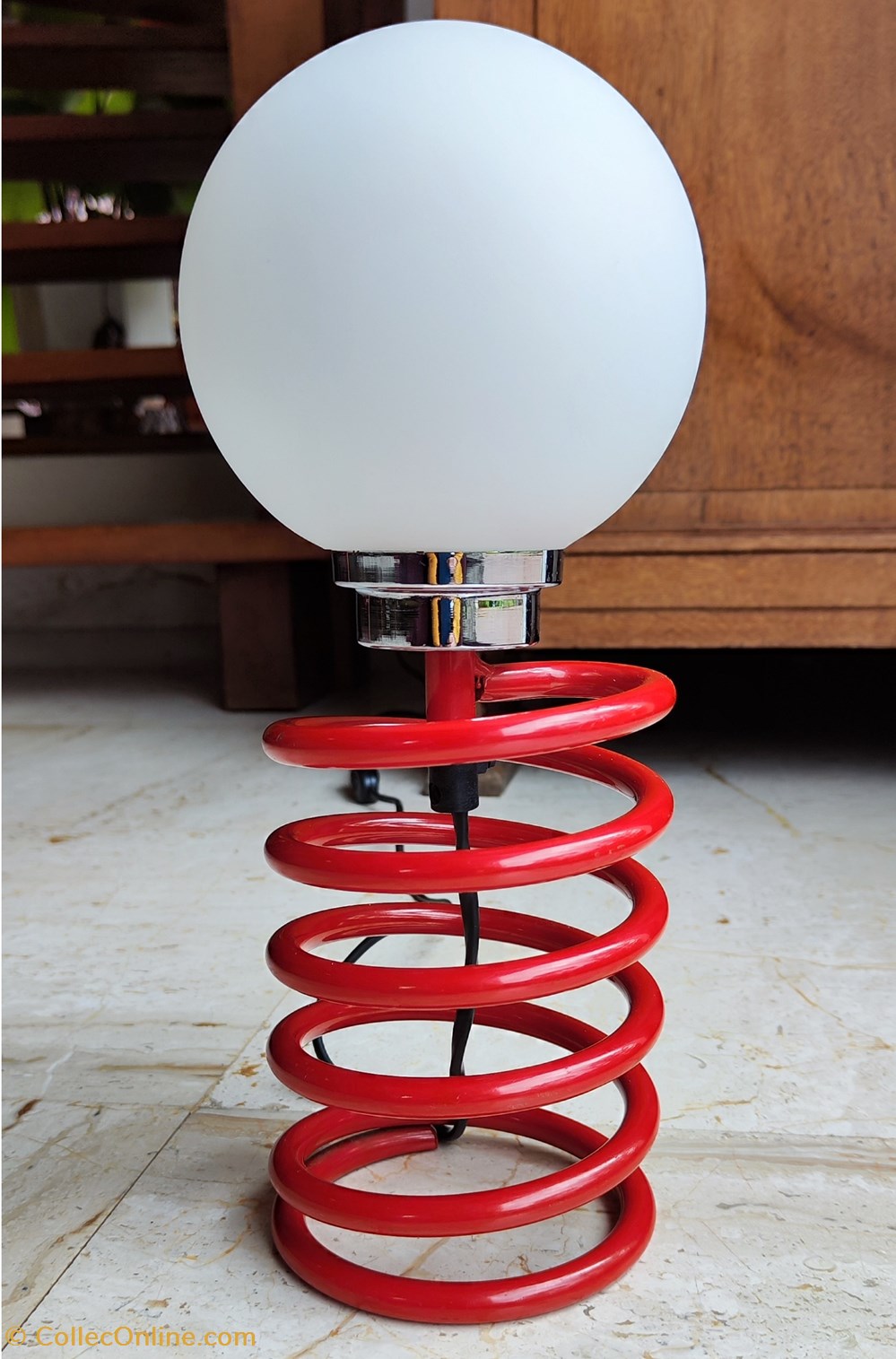 Métal - Lampe Ingo Maurer ressort rouge art antiquites eclairage ancien metal lampe ingo maurer ressort rouge