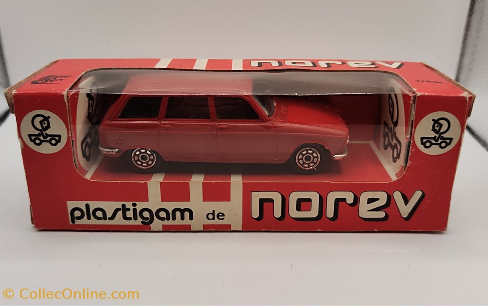 Norev Plastigam - Peugeot 204 break rouge 3 modeles reduits voitures norev plastigam peugeot 204 break rouge