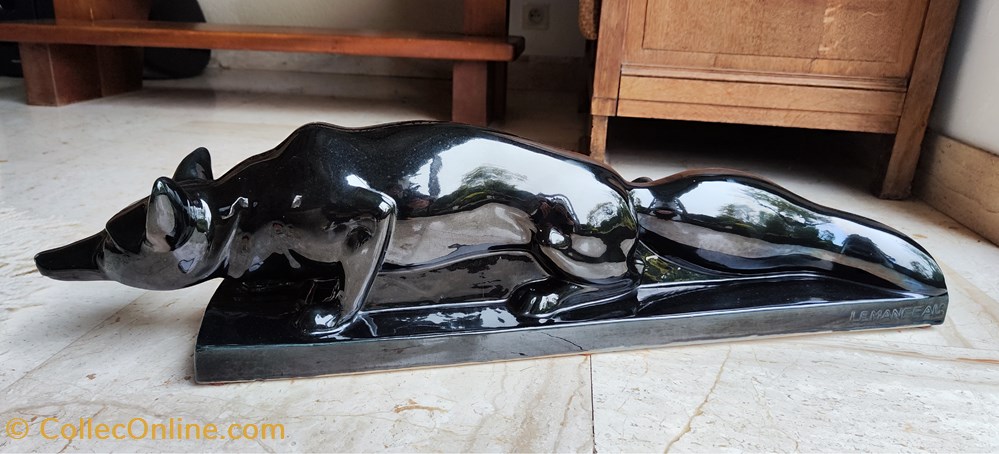 art antiquites ceramique naturalisme lemanceau renard a affut noir