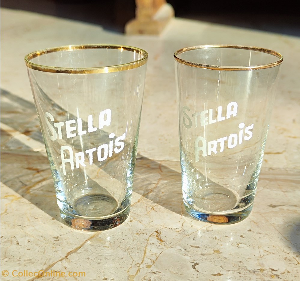 antiquites verre stella artois 2 verres a galopin