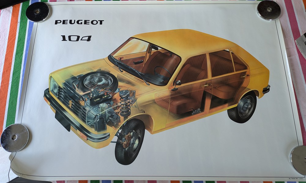 documents anciens affiches publicite affiche peugeot 104 gl