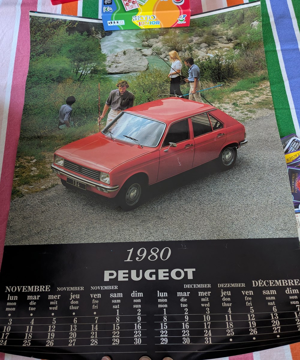 Affiche - Calendrier Peugeot 104 GL 1980 documents anciens affiches publicite affiche calendrier peugeot 104 gl 1980