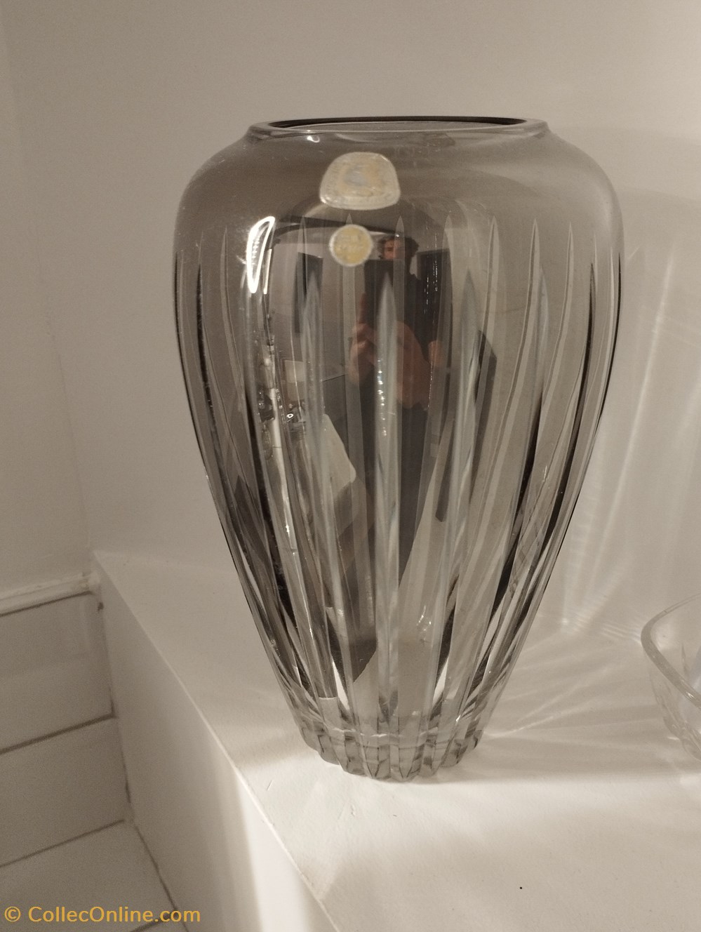 art antiquites verrerie verre cristal vase cristal de baviere cisele et chrome