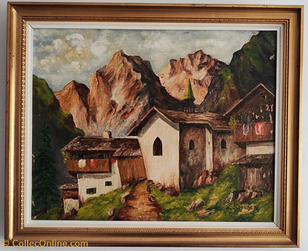 art antiquites peintures dessins 1976 le mont blanc et les chalets