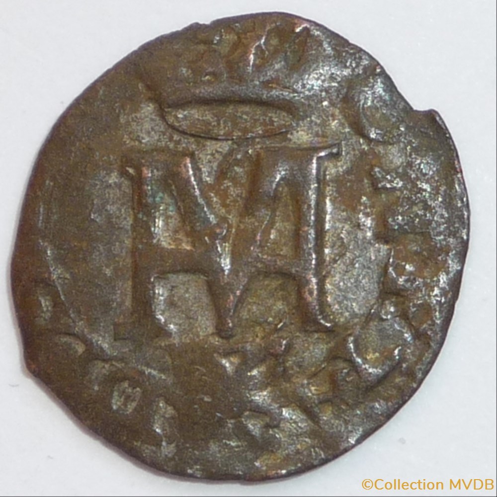 monnaies europe medievale france feodales anonyme imitation du liard de henri iii de navarre et marguerite de valois