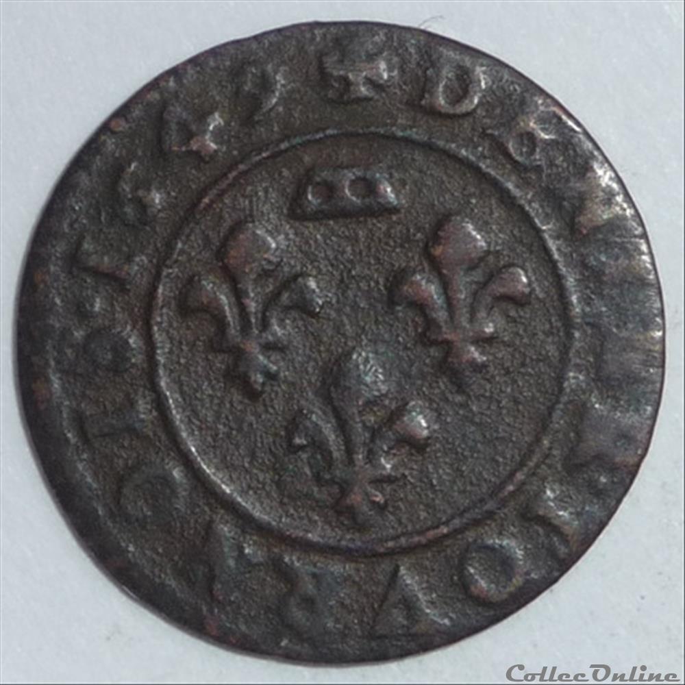 monnaie france feodale gaston orleans 1627 1650 denier tournois