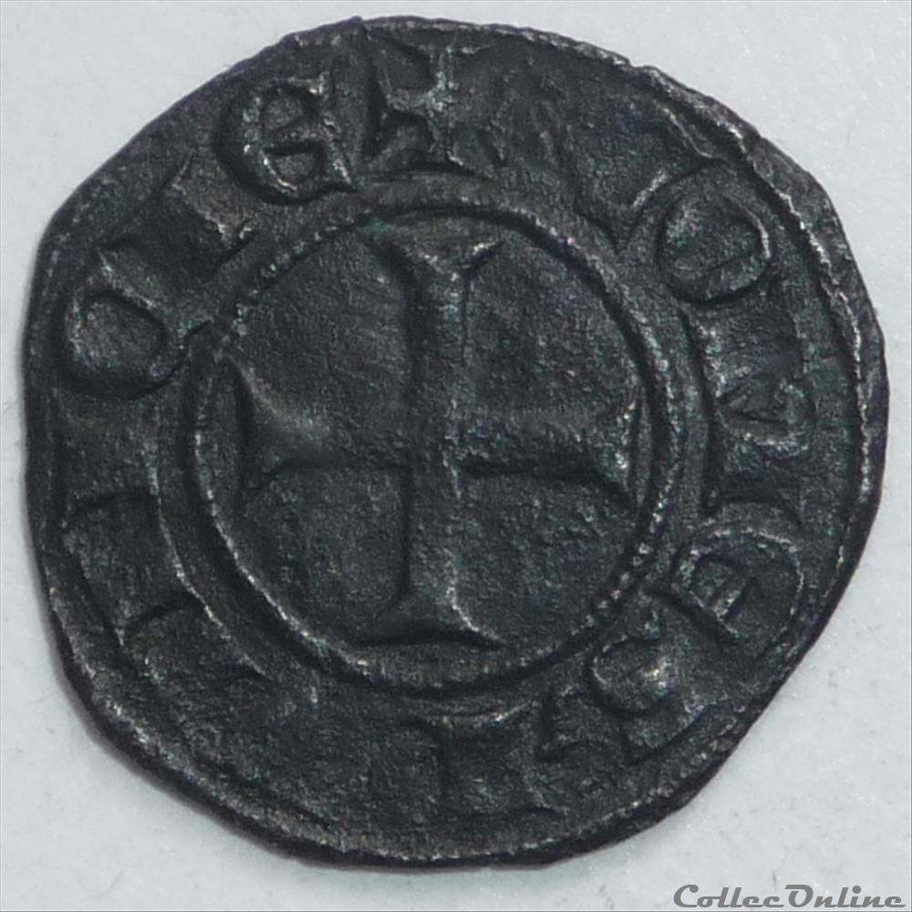 Charles 1er d' Anjou (1246-1285). Denier provençal coronat monnaies europe medievale france feodales charles 1er anjou 1246 1285 denier provencal coronat