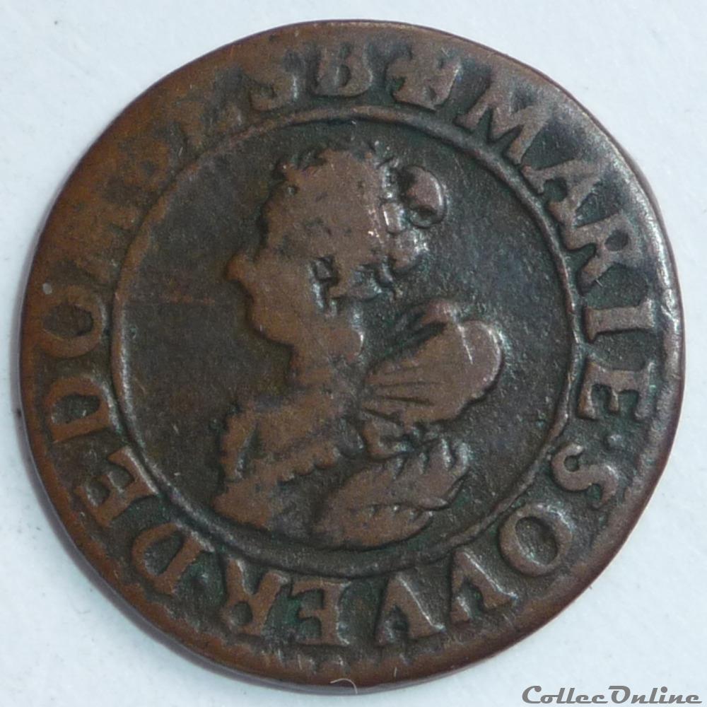 monnaie france feodale marie de montpensier 1608 1627 double tournois