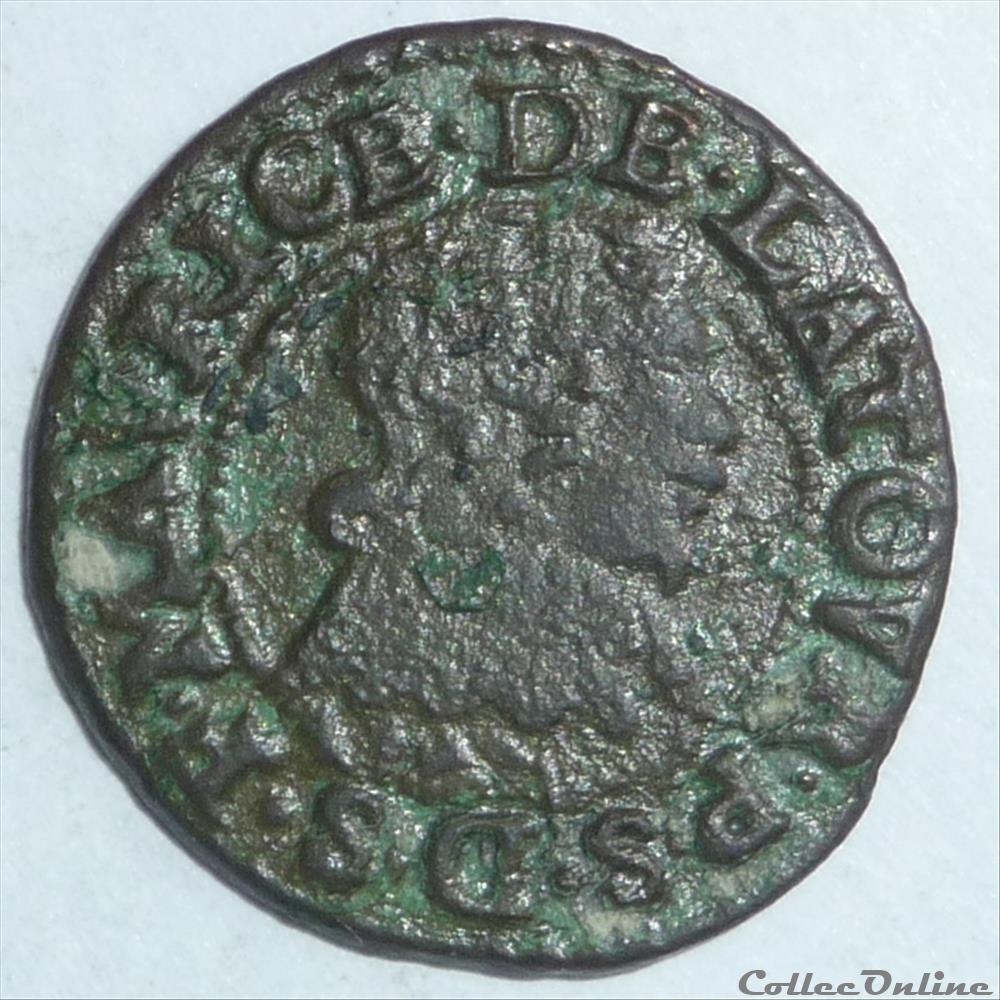Frédéric-Maurice de la Tour (1623-1652). Double tournois monnaie france feodale frederic maurice de la tour 1623 1652 double tournois