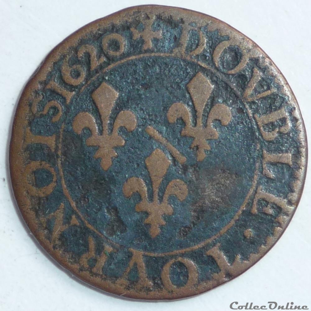 Marie de Montpensier (1608-1627). Double tournois monnaies france feodales marie de montpensier 1608 1627 double tournois