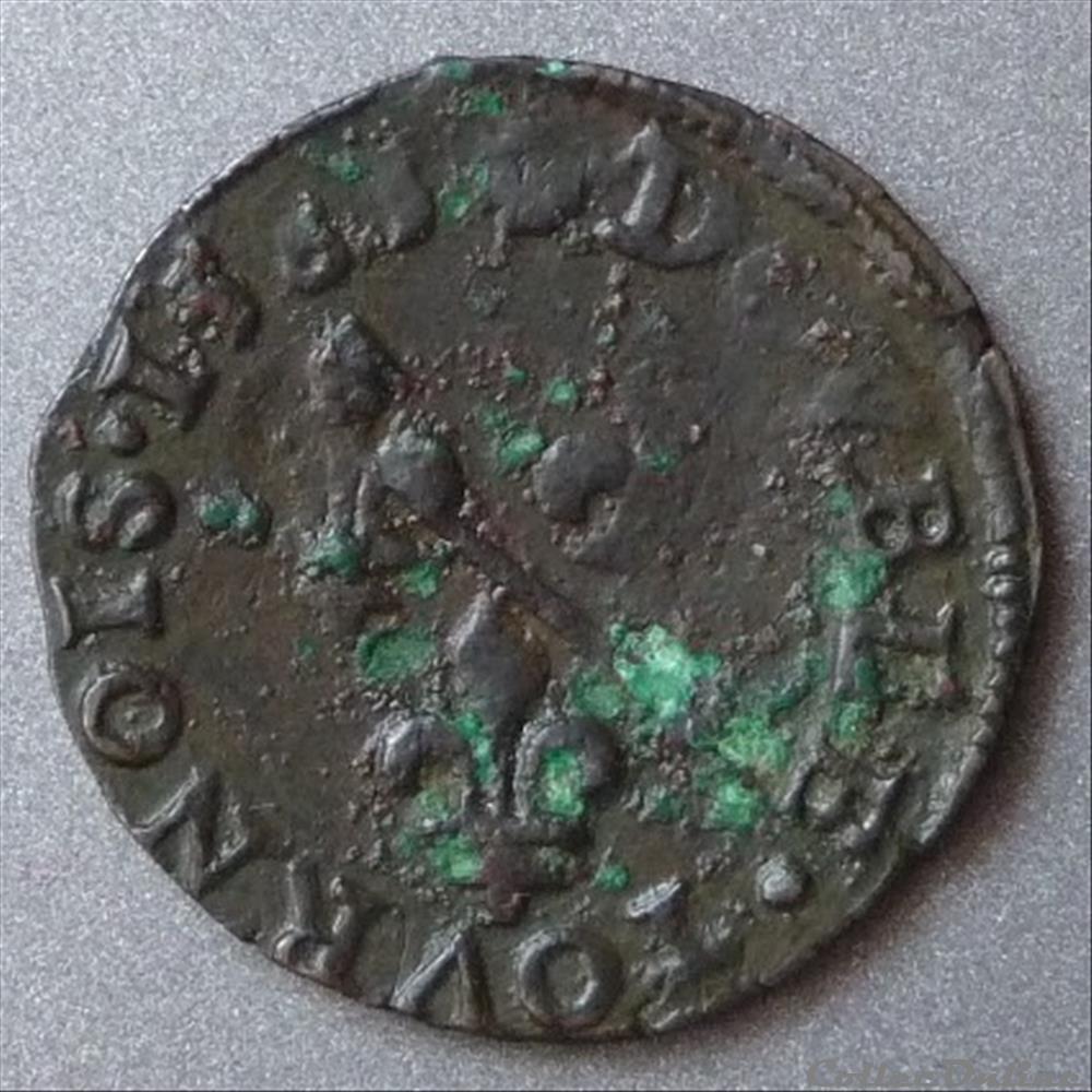 François II de Montpensier (1582-1592). Double tournois monnaie france feodale francois ii de montpensier 1582 1592 double tournois