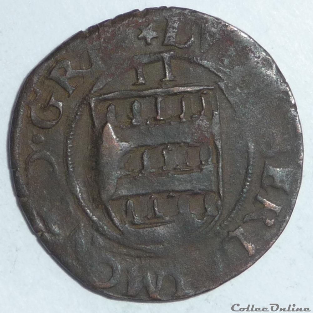 Louis de Berlaimont (1570-1596) . Deux deniers monnaie france feodale louis de berlaimont 1570 1596 deux deniers
